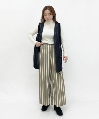 【小さいサイズ】ストライプパターンワイドパンツ