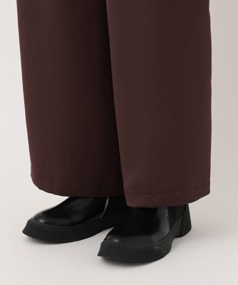【小さいサイズ／洗濯機で洗える】艶サテンワイドシルエットパンツ