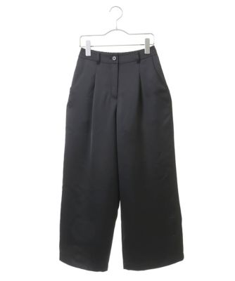 【小さいサイズ／洗濯機で洗える】艶サテンワイドシルエットパンツ