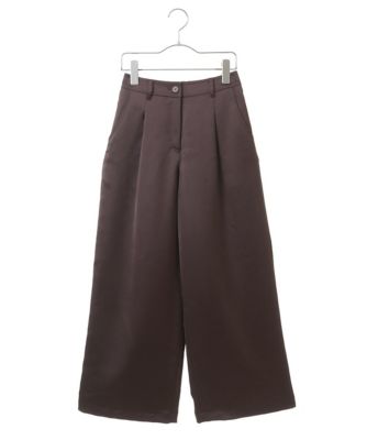 【小さいサイズ／洗濯機で洗える】艶サテンワイドシルエットパンツ