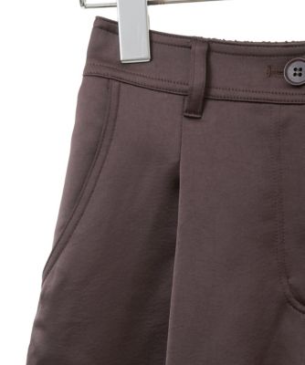 【小さいサイズ／洗濯機で洗える】艶サテンワイドシルエットパンツ