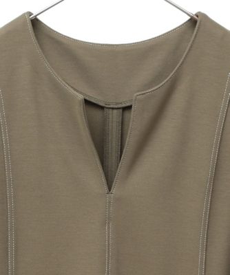 【小さいサイズ】配色ステッチジャージーデザインワンピース