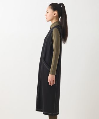 【小さいサイズ】配色ステッチジャージーデザインワンピース