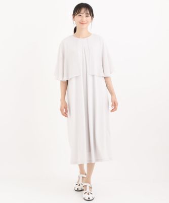 【小さいサイズ／洗える】シフォンケープジョイントワンピース