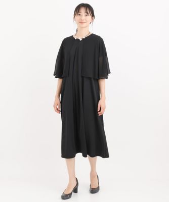 【小さいサイズ／洗える】シフォンケープジョイントワンピース