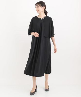 【小さいサイズ／洗える】シフォンケープジョイントワンピース