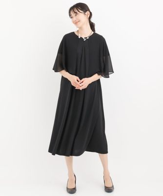 【小さいサイズ／洗える】シフォンケープジョイントワンピース