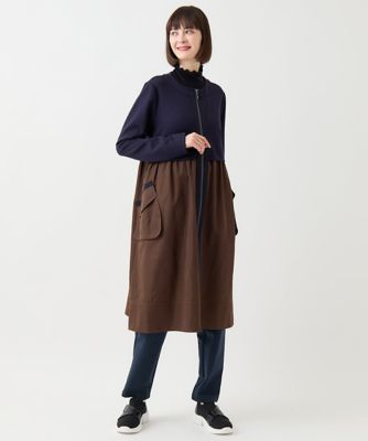 【小さいサイズ／洗える】タフタジョイントフロントジップワンピース