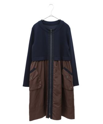 【小さいサイズ／洗える】タフタジョイントフロントジップワンピース