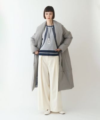 小さいサイズ】ストレッチタフタショールカラーダウンコート
