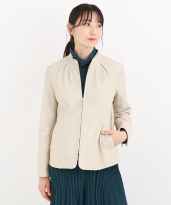 ＜HIROKO BIS（Women/小さいサイズ）＞【小さいサイズ】ラムレザータックデザインジャケット