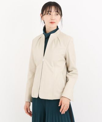 【小さいサイズ】ラムレザータックデザインジャケット