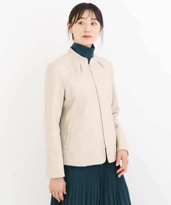 【小さいサイズ】ラムレザータックデザインジャケット