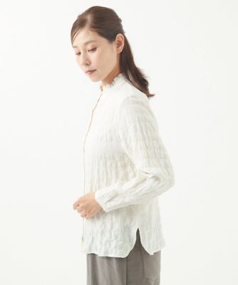 ［洗える］シャーリングフリルブラウス