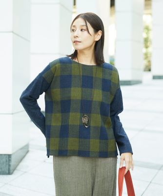 ＜GIANNI LO GIUDICE (Women)＞［日本製］リファインガーゼブロックチェックプルオーバー