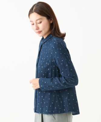 洗える］二重織ガーゼデニムドットブラウス | GIANNI LO GIUDICE