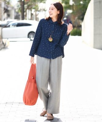 洗える］二重織ガーゼデニムドットブラウス | GIANNI LO GIUDICE