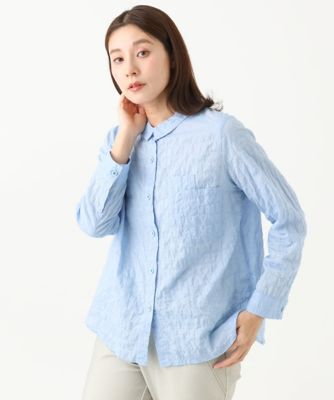 ［洗える・日本製］シャーリングシャンブレーブラウス