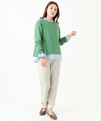［洗える・日本製］シャーリングシャンブレーブラウス