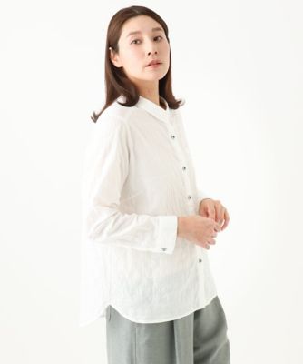 ［洗える・日本製］シャーリングシャンブレーブラウス