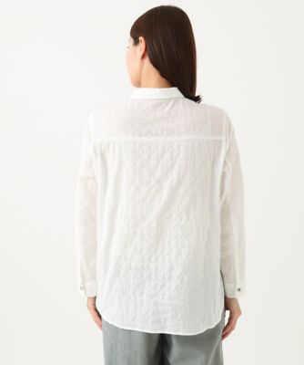 ［洗える・日本製］シャーリングシャンブレーブラウス
