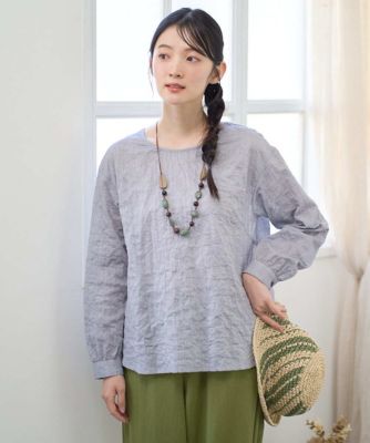 ＜GIANNI LO GIUDICE (Women)＞［洗える・日本製］シャーリングシャンブレーブラウス