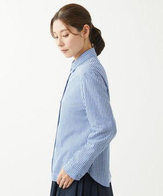 ［洗える・日本製］ロンドンストライプブラウス