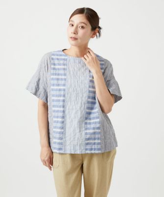 GIANNI LO GIUDICE (Women)/ジャンニロジュディチェ ［洗える］シャーリングストライプブラウス