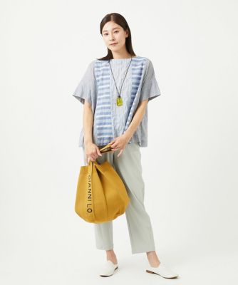 ［洗える］シャーリングストライプブラウス