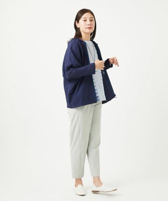 ［洗える］シャーリングストライプブラウス