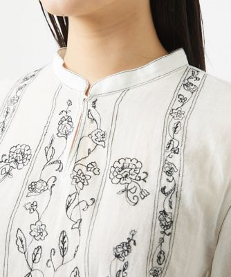 ［洗える］コットンガーゼ刺繍ブラウス