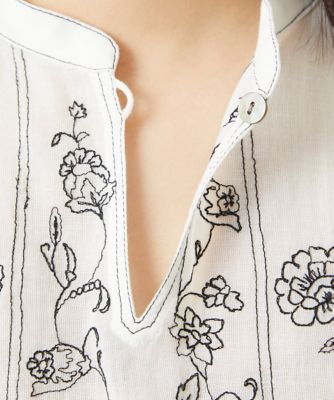 ［洗える］コットンガーゼ刺繍ブラウス