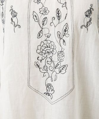 ［洗える］コットンガーゼ刺繍ブラウス