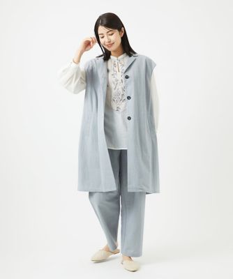 ［洗える］コットンガーゼ刺繍ブラウス