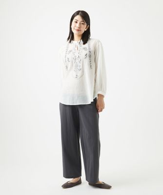 ［洗える］コットンガーゼ刺繍ブラウス