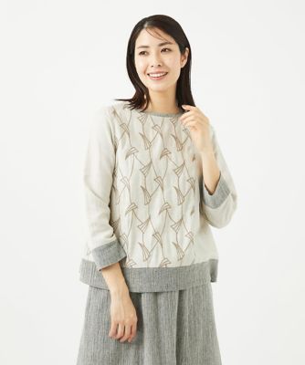 ＜GIANNI LO GIUDICE (Women)＞レーヨンリネンエンブロイダリーブラウス