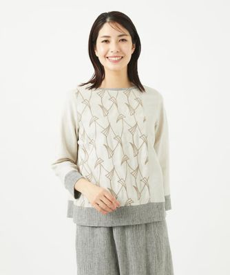 レーヨンリネンエンブロイダリーブラウス
