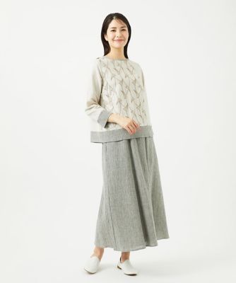 レーヨンリネンエンブロイダリーブラウス