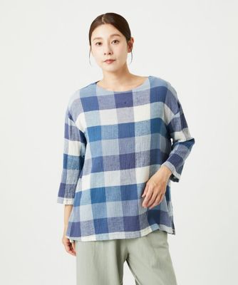 ＜GIANNI LO GIUDICE (Women)＞［洗える］コットンリネンブロックチェックブラウス