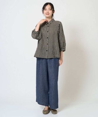 洗える］リネンコットンギンガムチェックブラウス | GIANNI LO GIUDICE