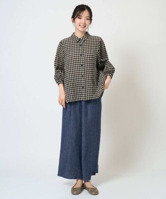 洗える］リネンコットンギンガムチェックブラウス | GIANNI LO GIUDICE