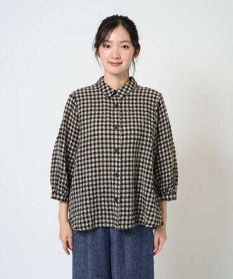 洗える］リネンコットンギンガムチェックブラウス | GIANNI LO GIUDICE