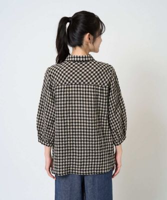 洗える］リネンコットンギンガムチェックブラウス | GIANNI LO GIUDICE