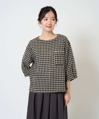 洗える］リネンコットンギンガムチェックブラウス | GIANNI LO GIUDICE