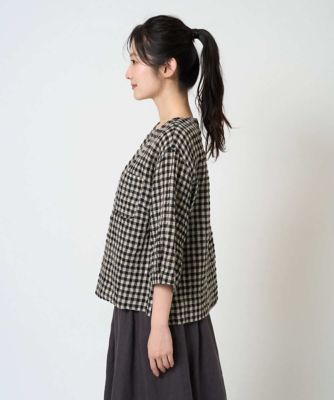 洗える］リネンコットンギンガムチェックブラウス | GIANNI LO GIUDICE