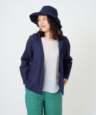 ＜GIANNI LO GIUDICE (Women)＞［洗える］塩縮ダイヤ柄フード衿ブラウス
