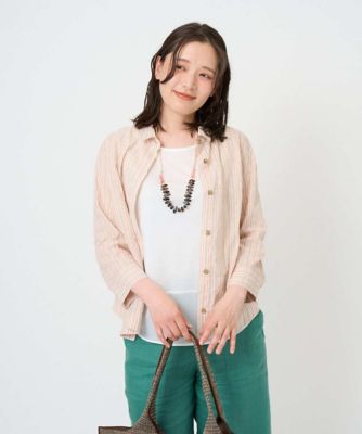＜GIANNI LO GIUDICE (Women)＞［洗える・日本製］コットンシャーリングストライプブラウス