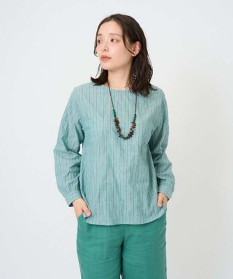 ＜GIANNI LO GIUDICE (Women)＞［洗える・日本製］コットンシャーリングストライププルオーバーブラウス