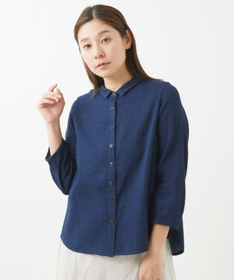 ＜GIANNI LO GIUDICE (Women)＞［洗える］二重織ガーゼデニムブラウス