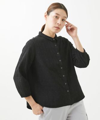 ［洗える］二重織ガーゼドット柄ブラウス